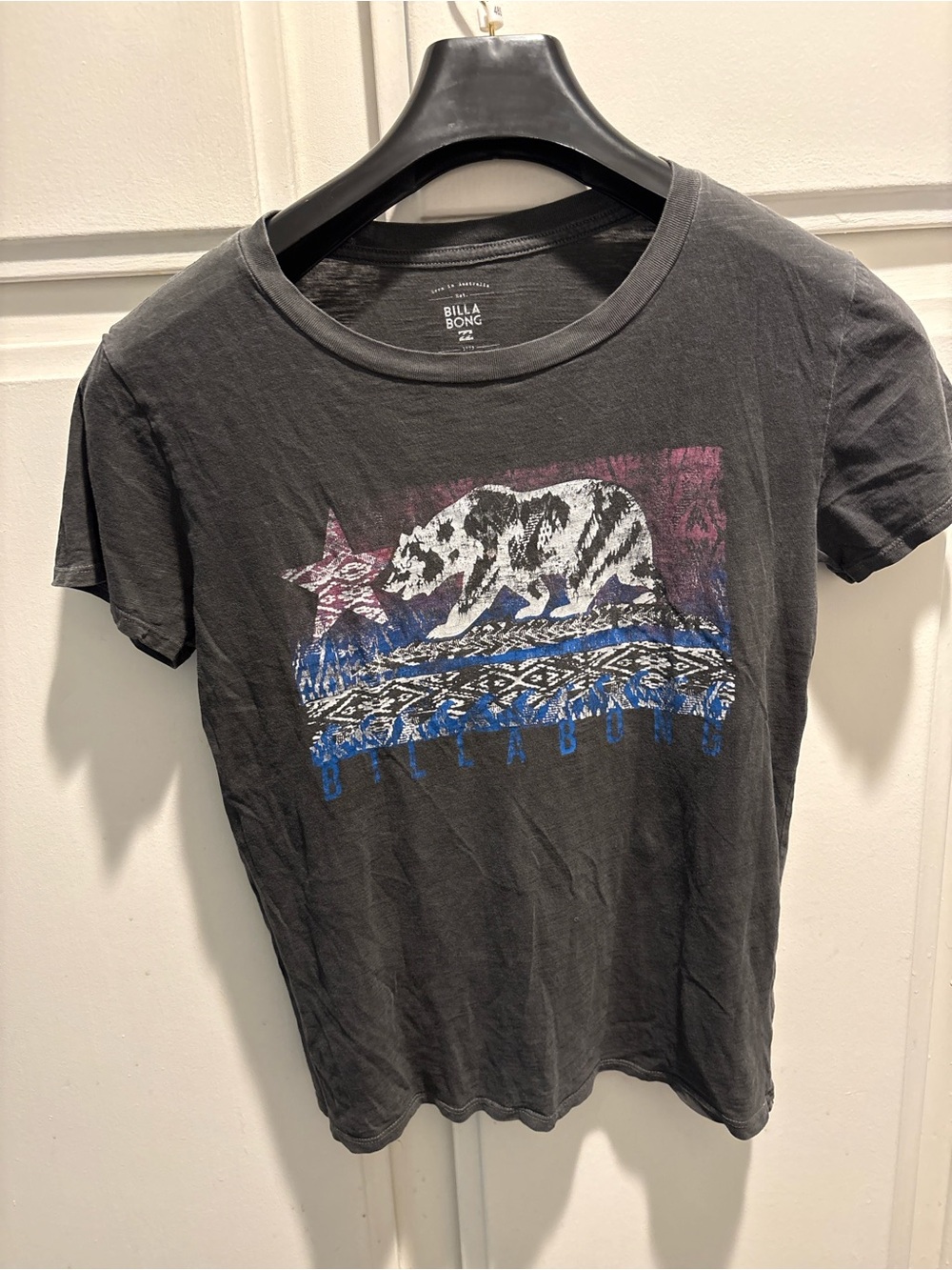 Billabong Black Short-Sleeve Tee with Multicolor Bear Graphic